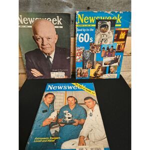 Lot of 3 VTG Newsweek Magazines 1969-1970 Dwight Eisenhower, Apollo 13 & More